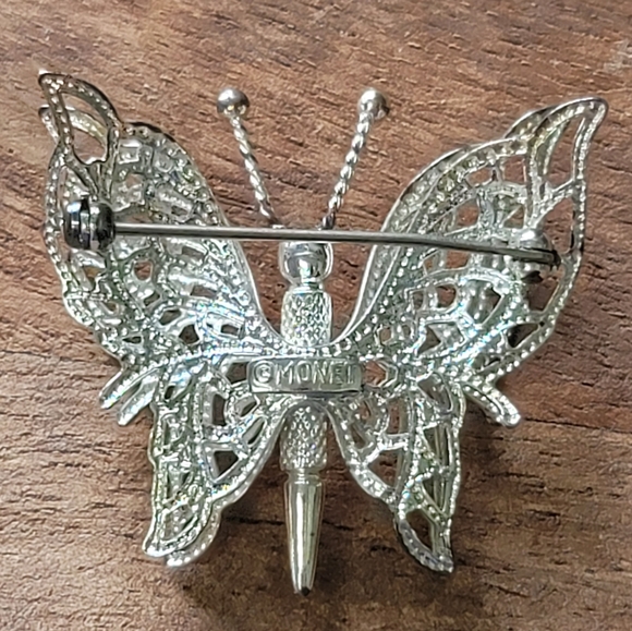 MONET Filigree Butterfly Brooch, Book Piece-  Vintage, Estate - Picture 4 of 6